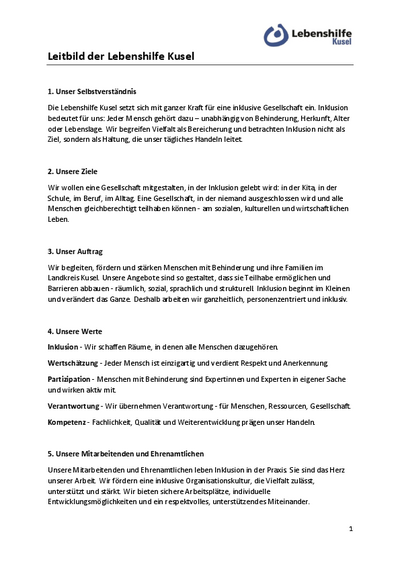 Leitbild der Lebenshilfe Kusel